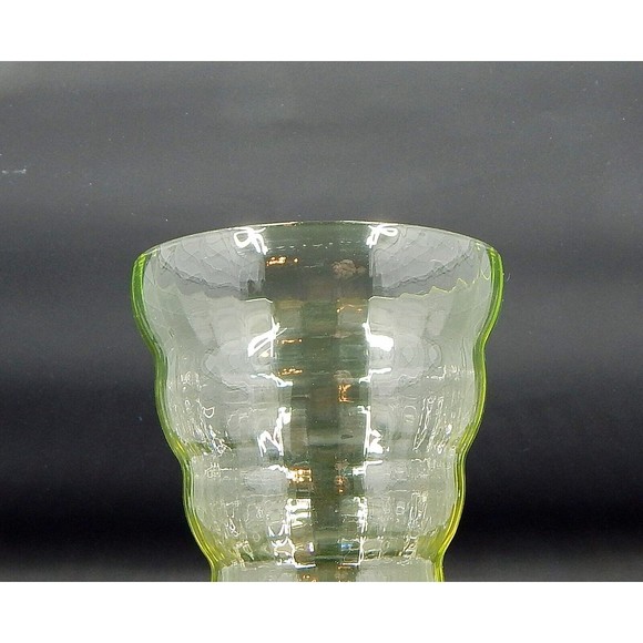 Utility Glass Works Cambodia Ware Vaseline Amber Foot Wine Water Goblet Pair 4 - Picture 8 of 15